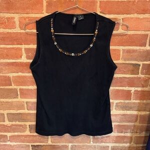 Jason Maxwell Black Beaded Tank Top